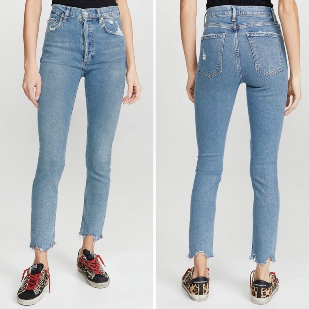 AGOLDE Nico Jeans High Rise High Waist Raw Hem Distressed